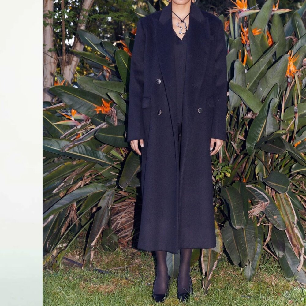NWT. THIRD FORM IMMERSION DOUBLE BREASTED COAT -  BLACK